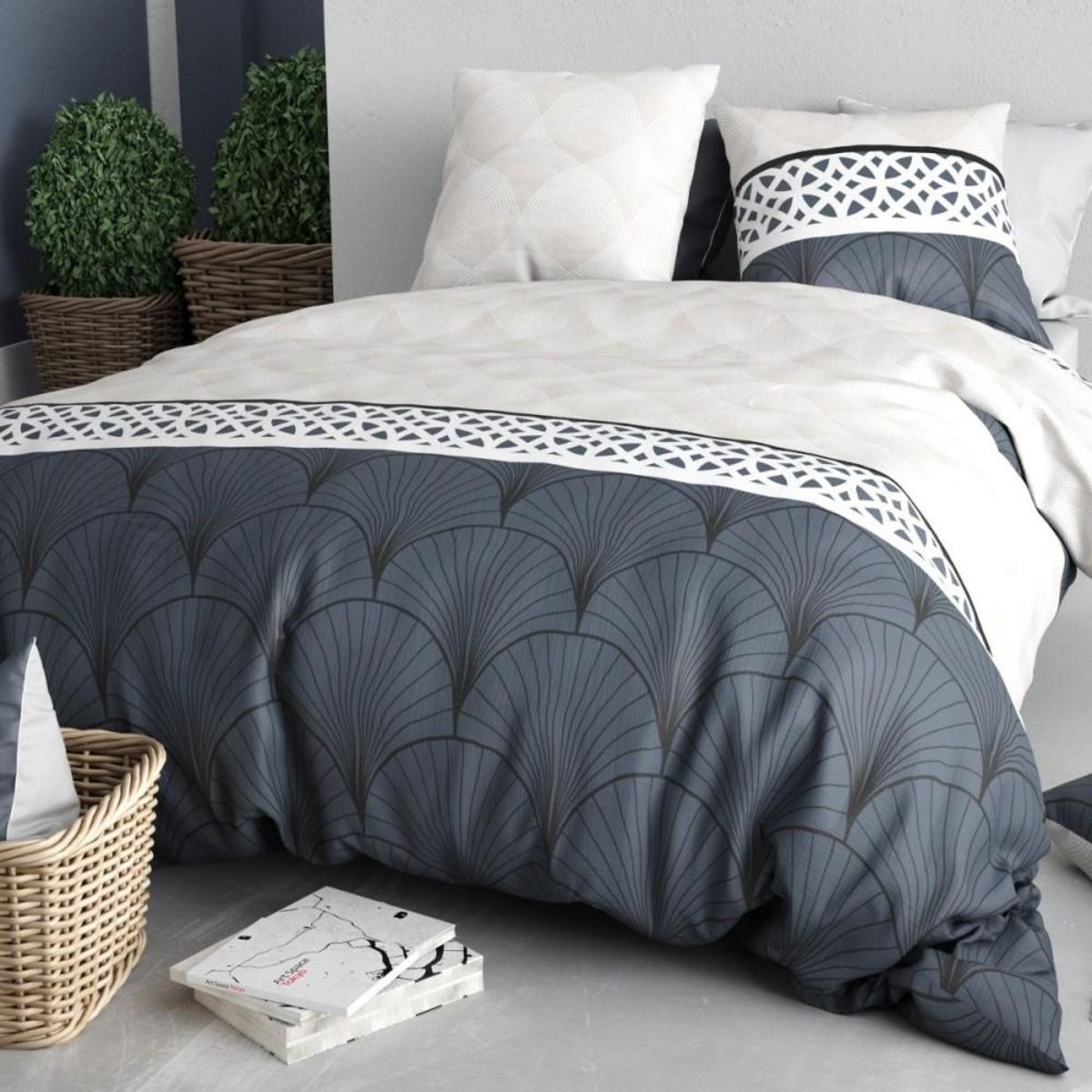 ATELIER DU COTON Housse de couette 240x220 + 2 taies en coton 57 fils