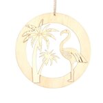 Paris Prix Décoration en Bois  Flamant & Palmier  14cm Naturel