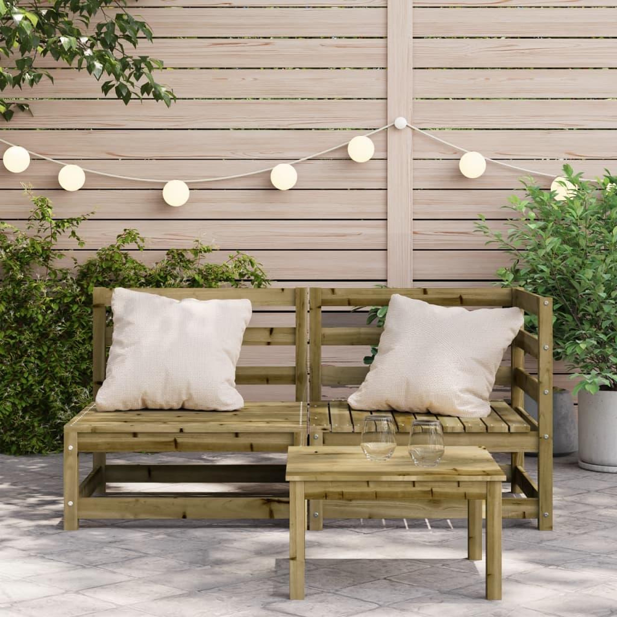 Voir la diapositive 3 : VIDAXL Canape de jardin 2 places bois de pin impregne