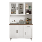 MERAX Buffet de cuisine 5 portes 1 tiroir - 114 cm blanc panneau de particules
