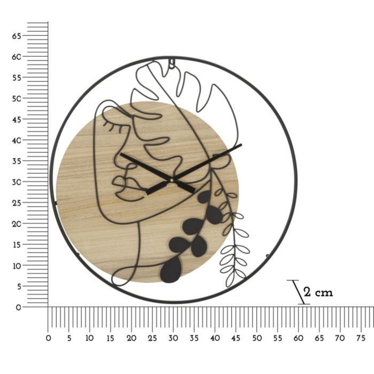 Paris Prix Horloge Murale en Métal  Elegant  60cm Naturel & Noir