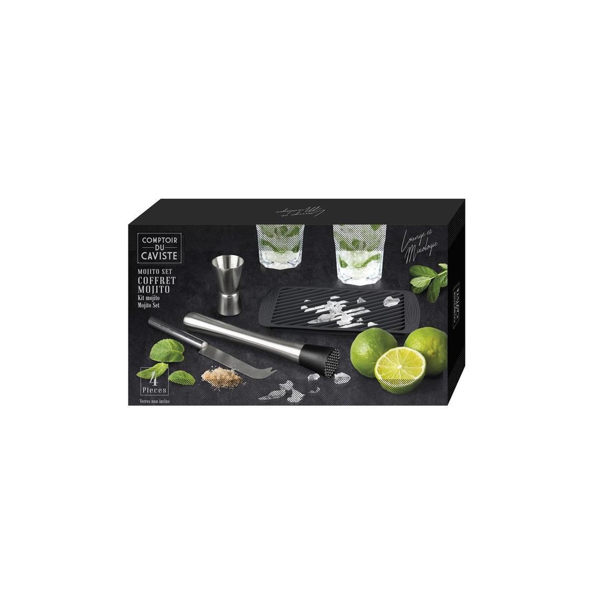 Voir la diapositive 2 : COOK CONCEPT Coffret à Mojito  4 Accessoires  20cm Argent & Noir