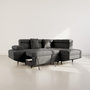 Voir la diapositive 2 : BEST MOBILIER Margaux - canapé d'angle droit 5 places convertible avec coffre et têtières réglables en velours texturé