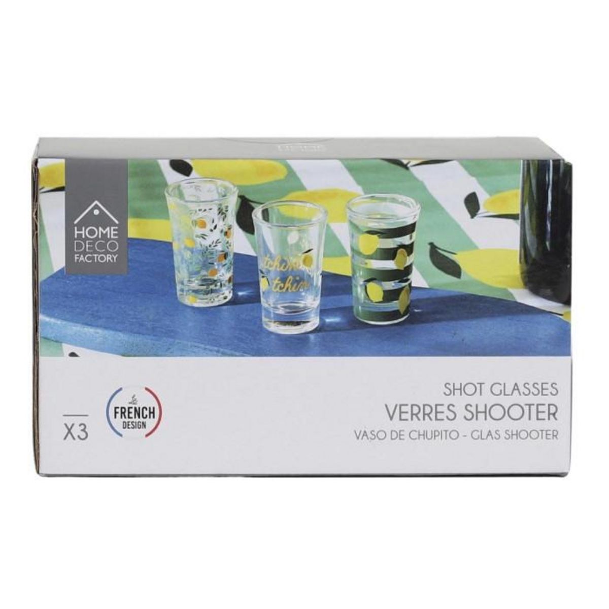 Paris Prix Lot de 3 Verres Design  Shooter  4cl Vert & Jaune