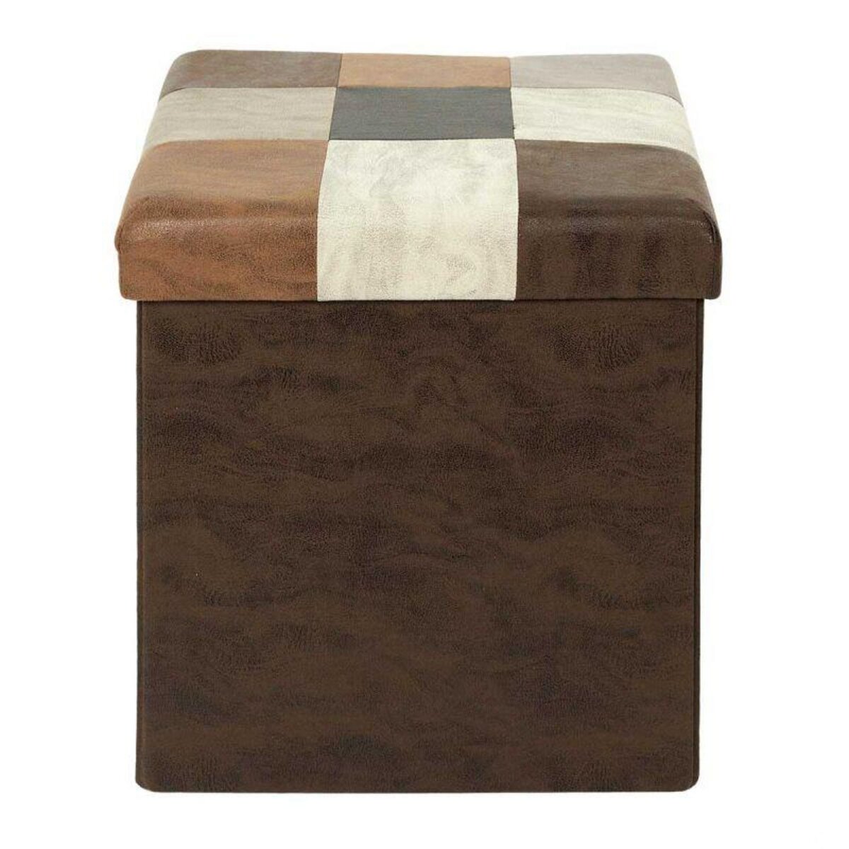 Paris Prix Pouf Coffre Pliable Patchwork  Loic  38cm Marron