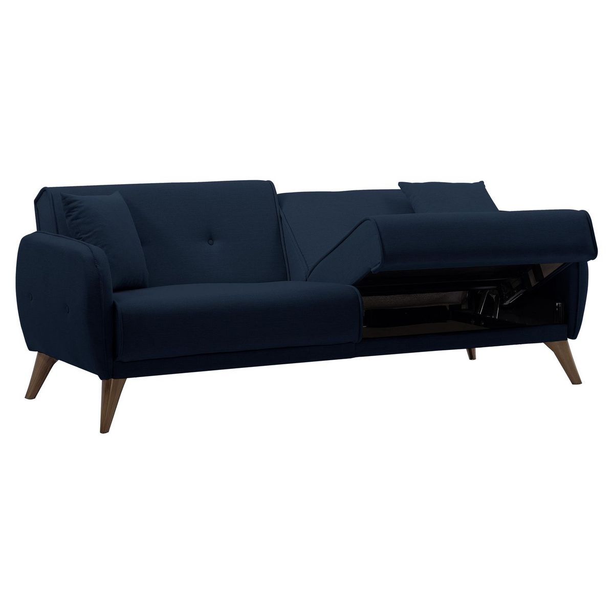 Canapé droit convertible 3 places tissu pieds bois clair BONJO