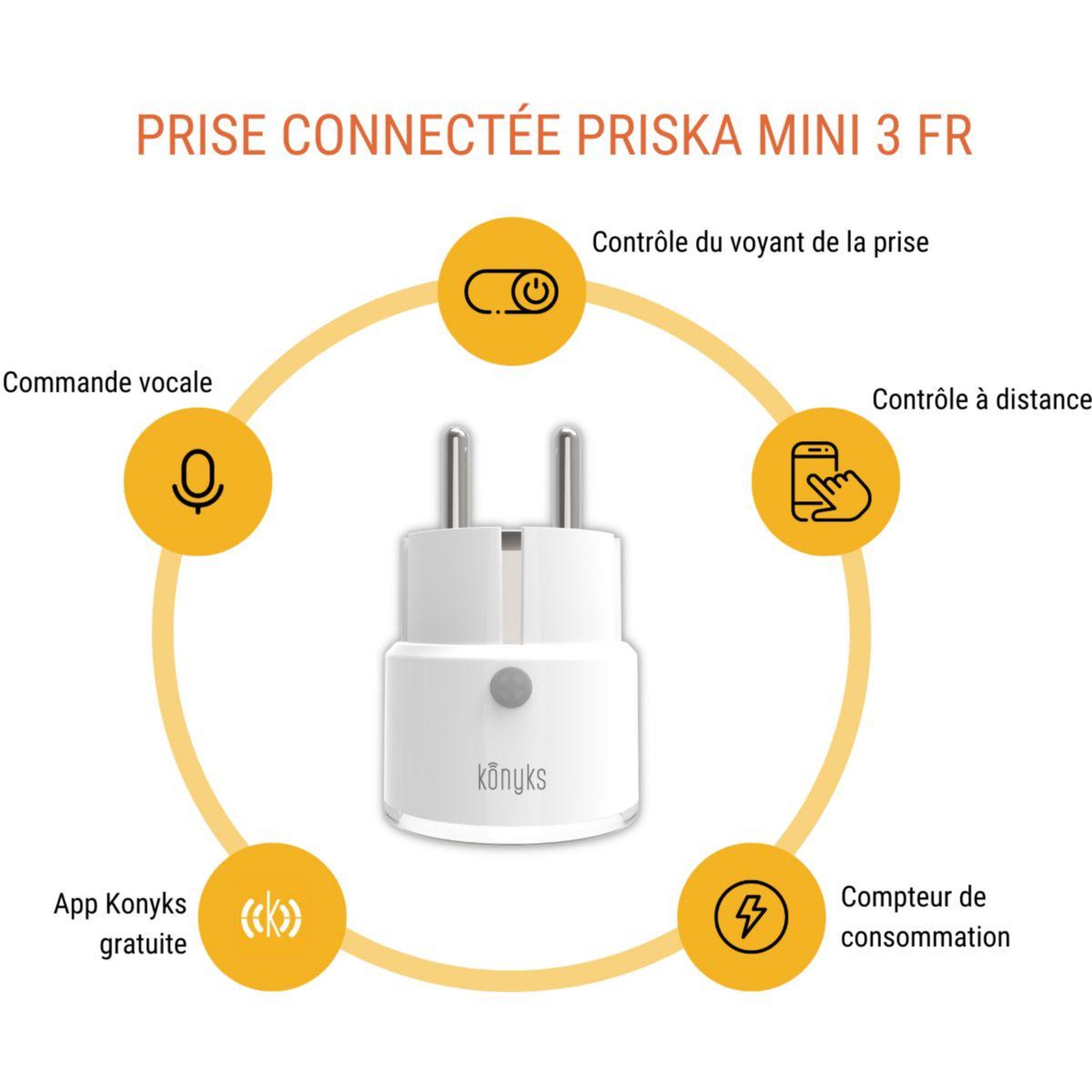 Voir la diapositive 4 : KONYKS Prise connectée Priska Mini 3 Wi-Fi + BT 10A