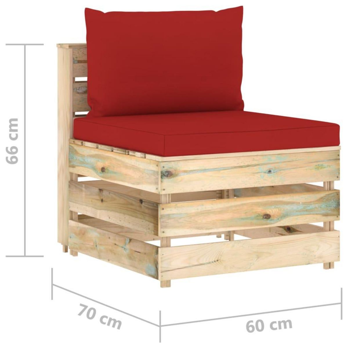 VIDAXL Salon de jardin 3 pcs avec coussins Bois impregne de vert