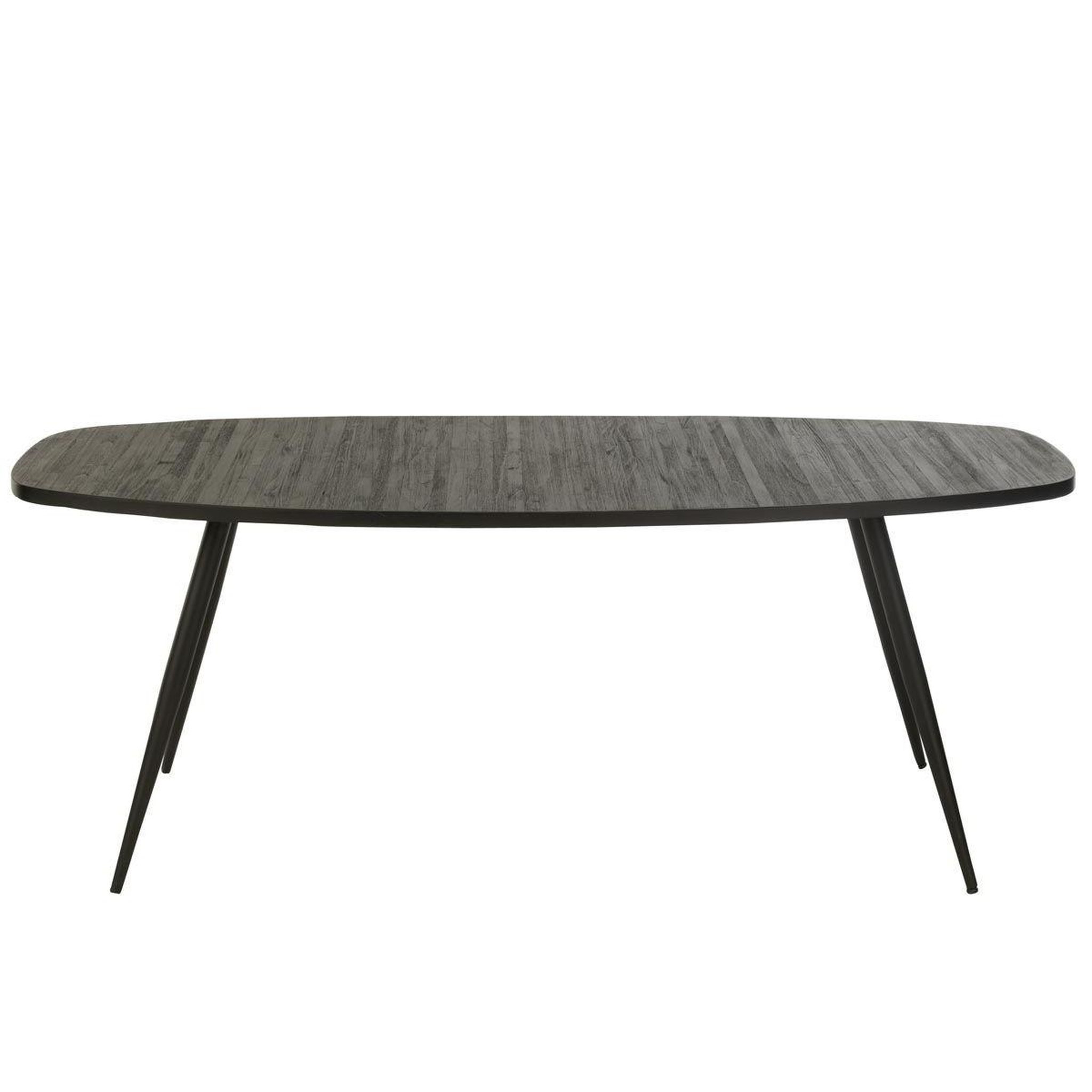 Voir la diapositive 2 : J-LINE Table à manger ovale en bois  teck  200cm noir