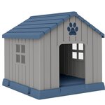 PAWHUT Niche pour chien extérieur - niche pour chien plastique - dim. 85 x 79 x 82 cm - gris bleu