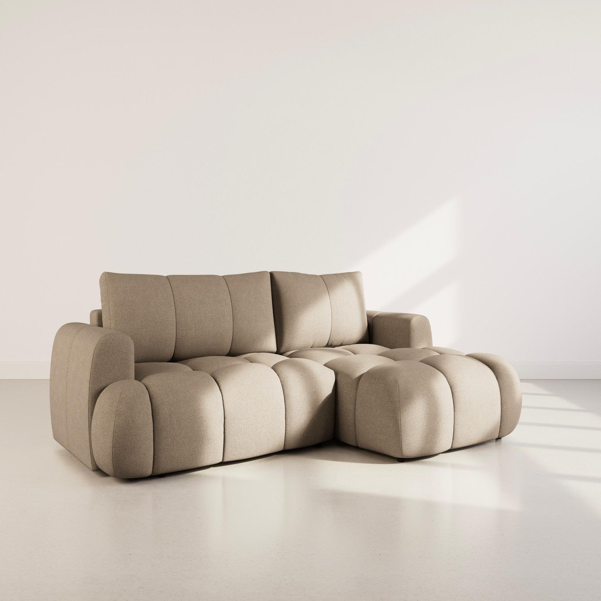 Voir la diapositive 2 : BEST MOBILIER Yulin - canapé d'angle droit 4 places convertible avec coffre en tissu bouclette