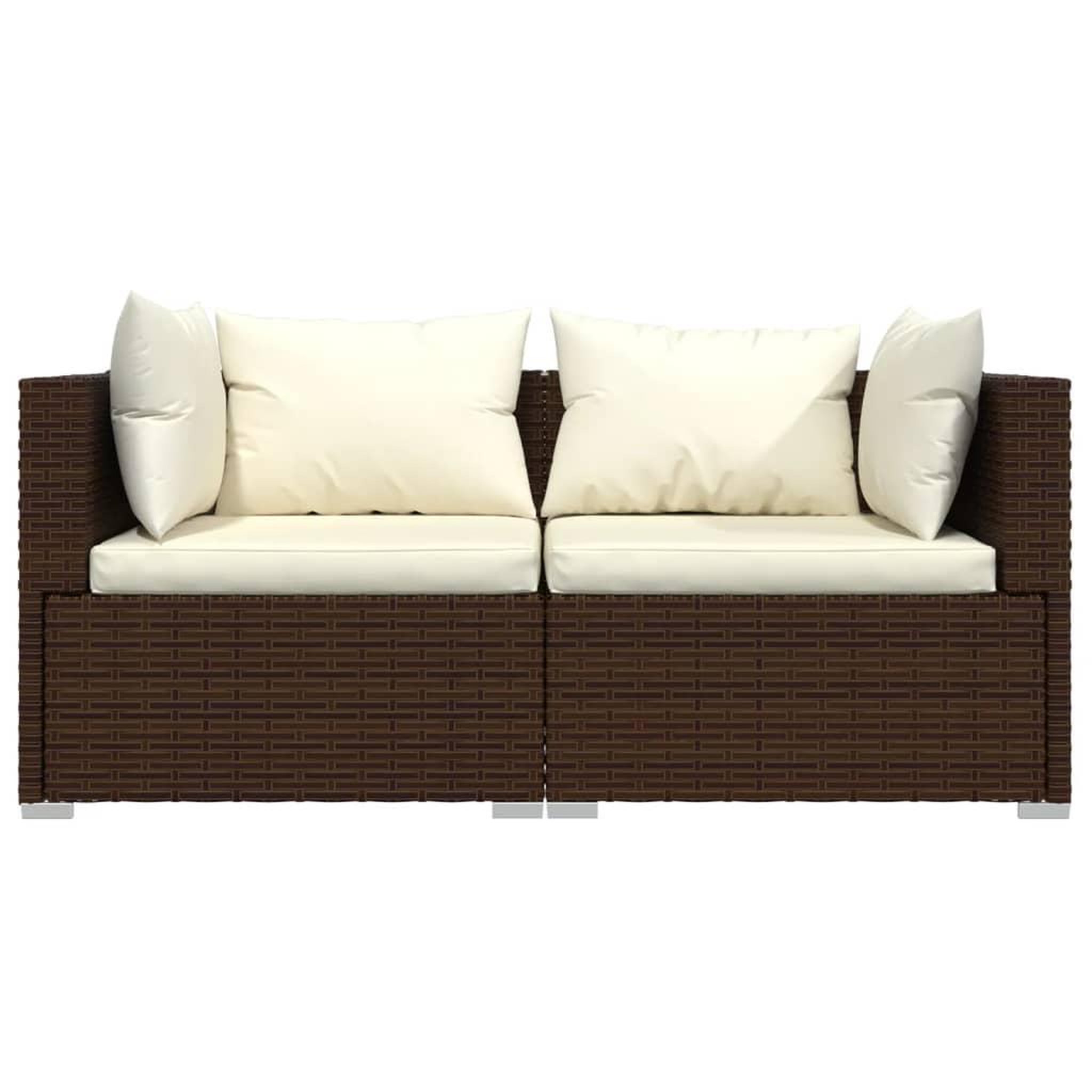 Voir la diapositive 4 : VIDAXL Salon de jardin 3 pcs avec coussins Marron Resine tressee