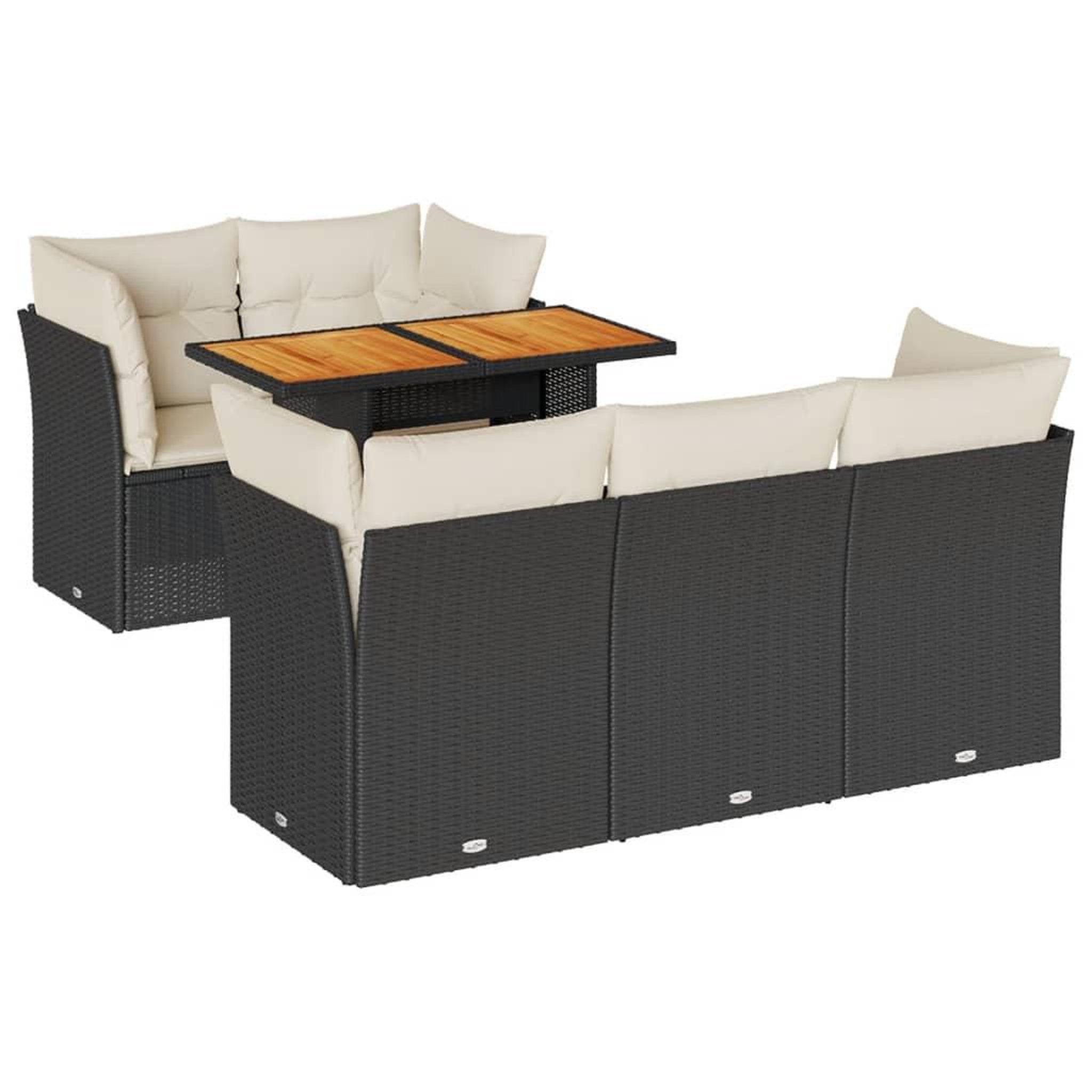Voir la diapositive 2 : VIDAXL Salon de jardin 6 pcs avec coussins noir resine tressee