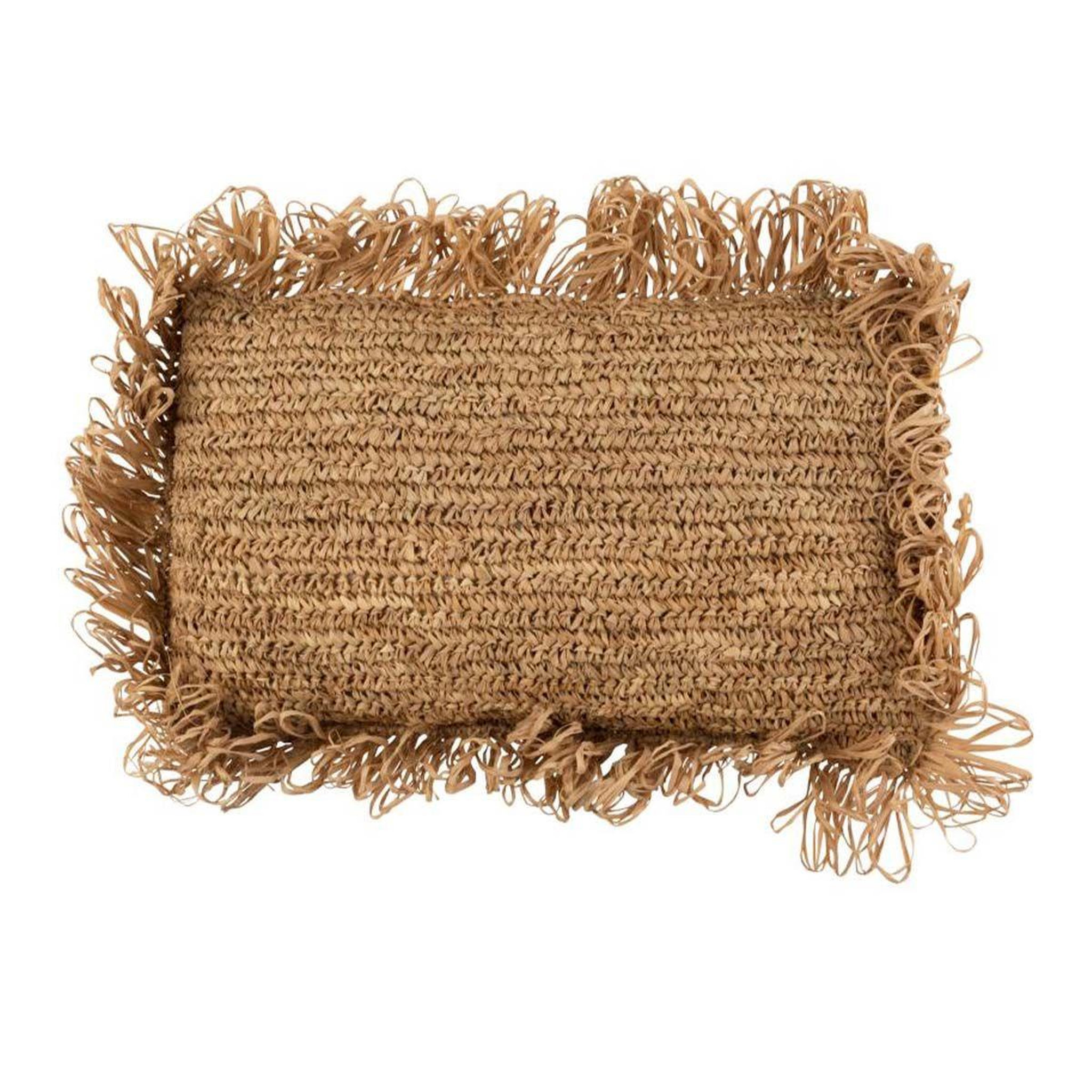 J-LINE Coussin déco  raphia  30x50cm naturel