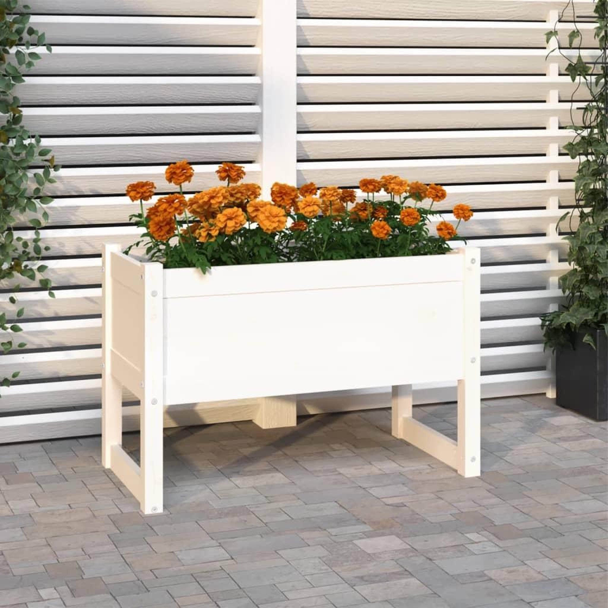 Voir la diapositive 1 : VIDAXL Jardiniere Blanc 78x40x52 cm Bois massif de pin