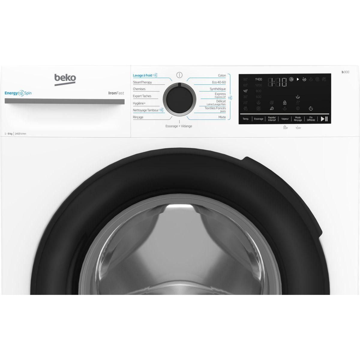Beko Lave-linge hublot 9kg 1400 tours/min - BM3WFU49411B