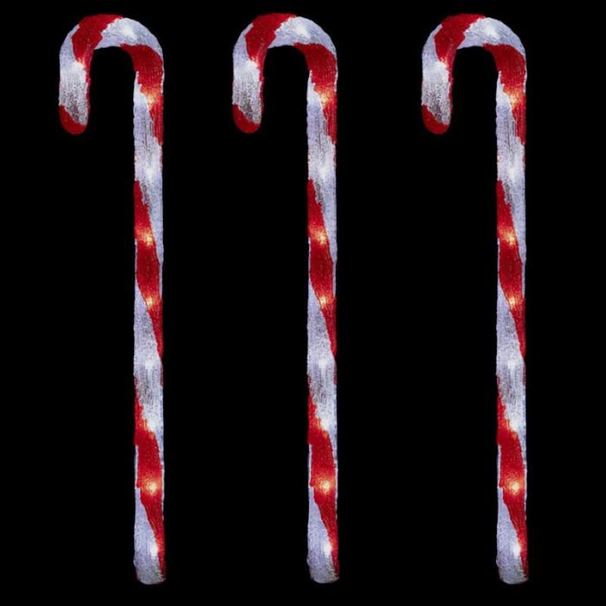 FEERIC LIGHT & CHRISTMAS Décoration Lumineuse  3 Cannes à Sucre  70cm Rouge