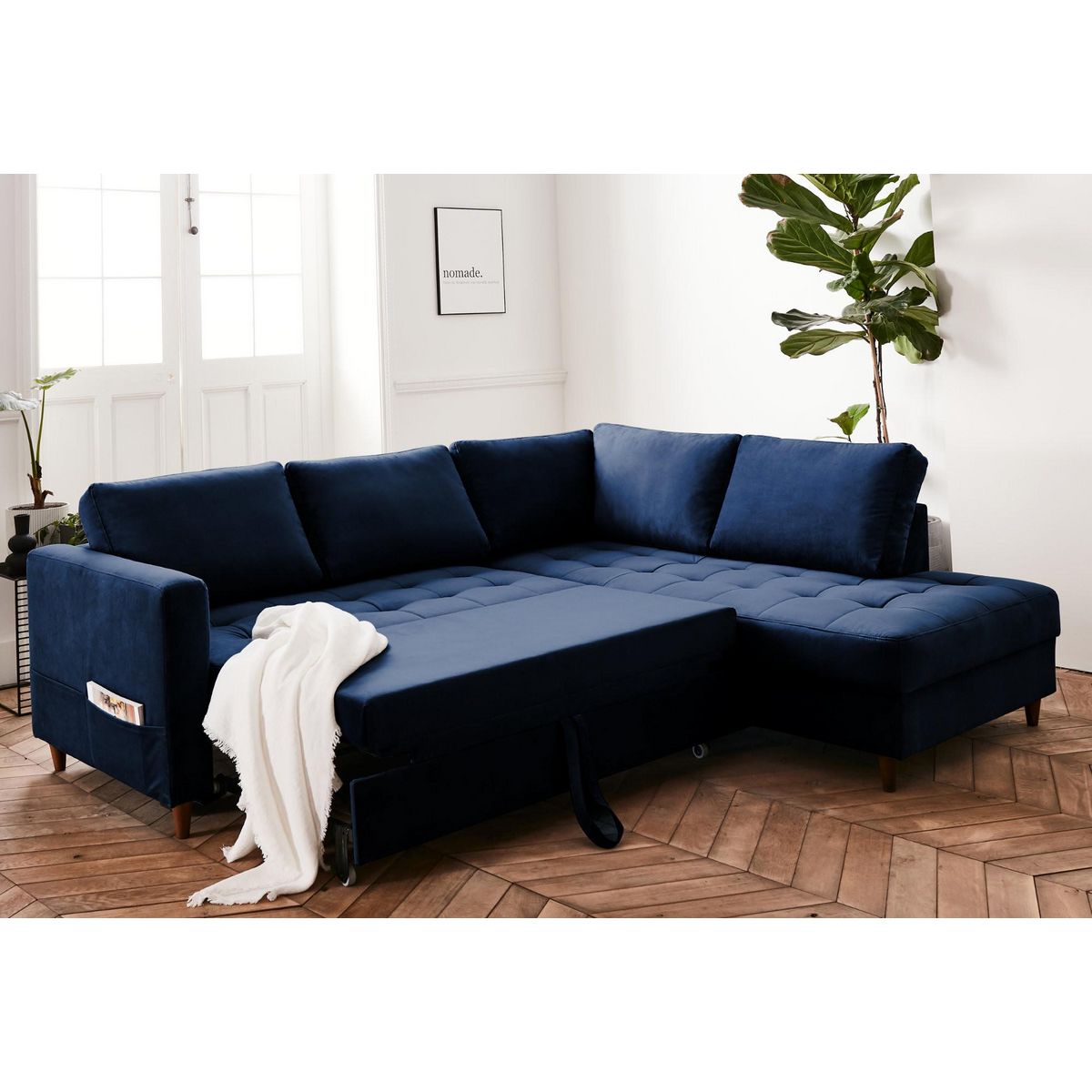 LISA DESIGN Anna - canapé d'angle droit - 5 places - convertible - en velours