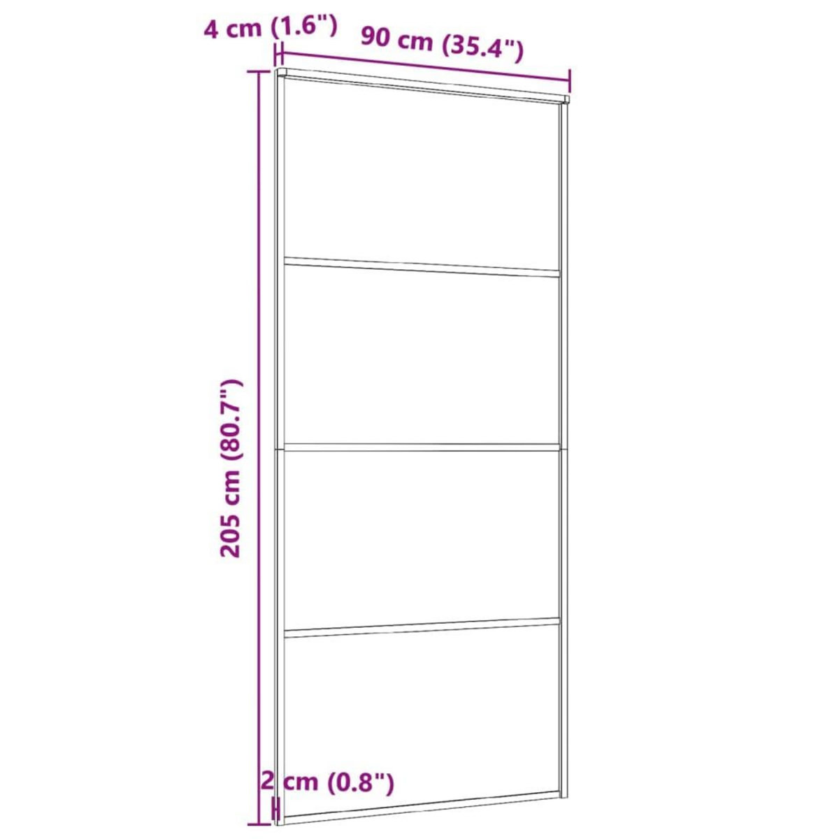 VIDAXL Porte coulissante Aluminium et verre ESG 90x205 cm Noir