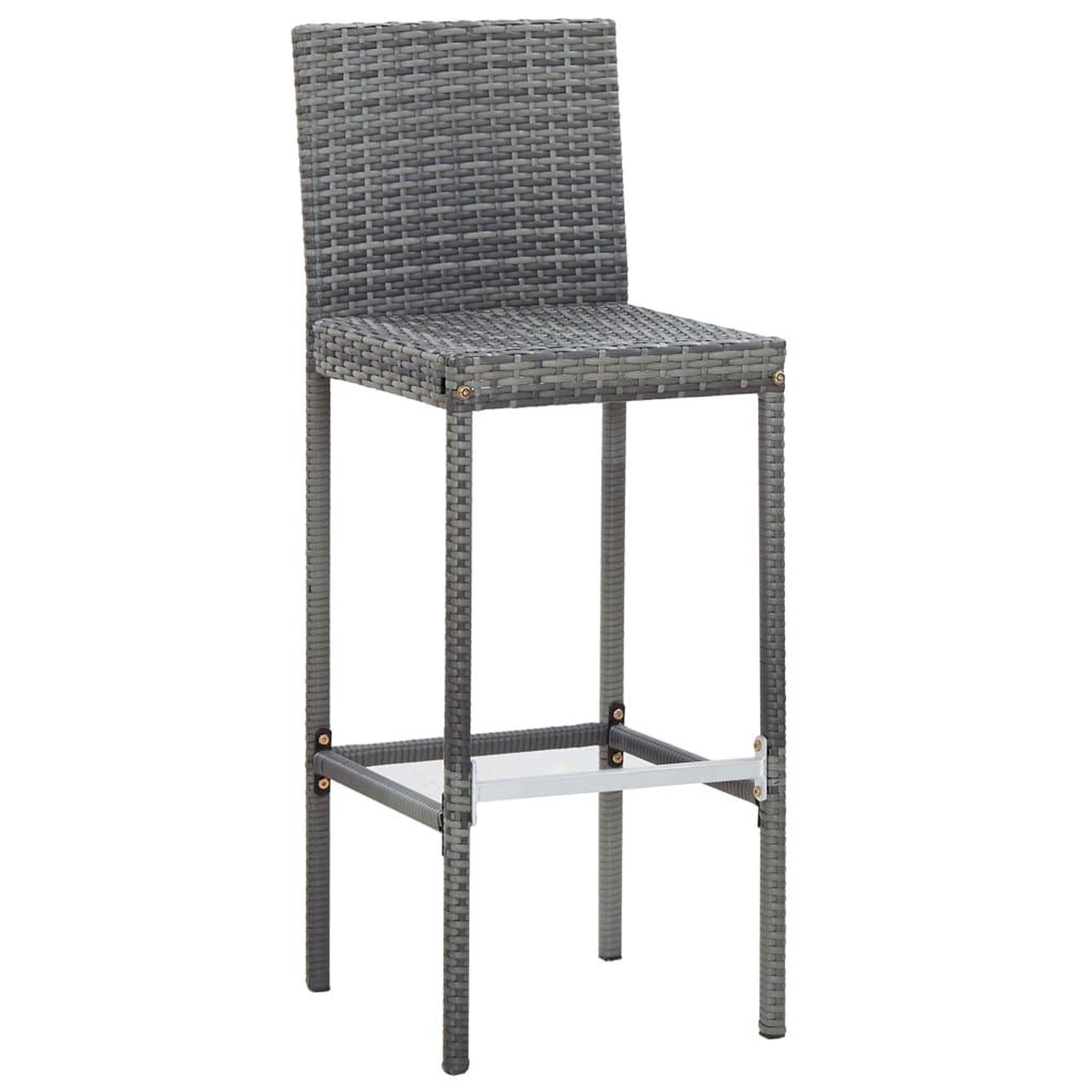 Voir la diapositive 3 : VIDAXL Ensemble de bar d'exterieur 7 pcs coussins Resine tressee Gris