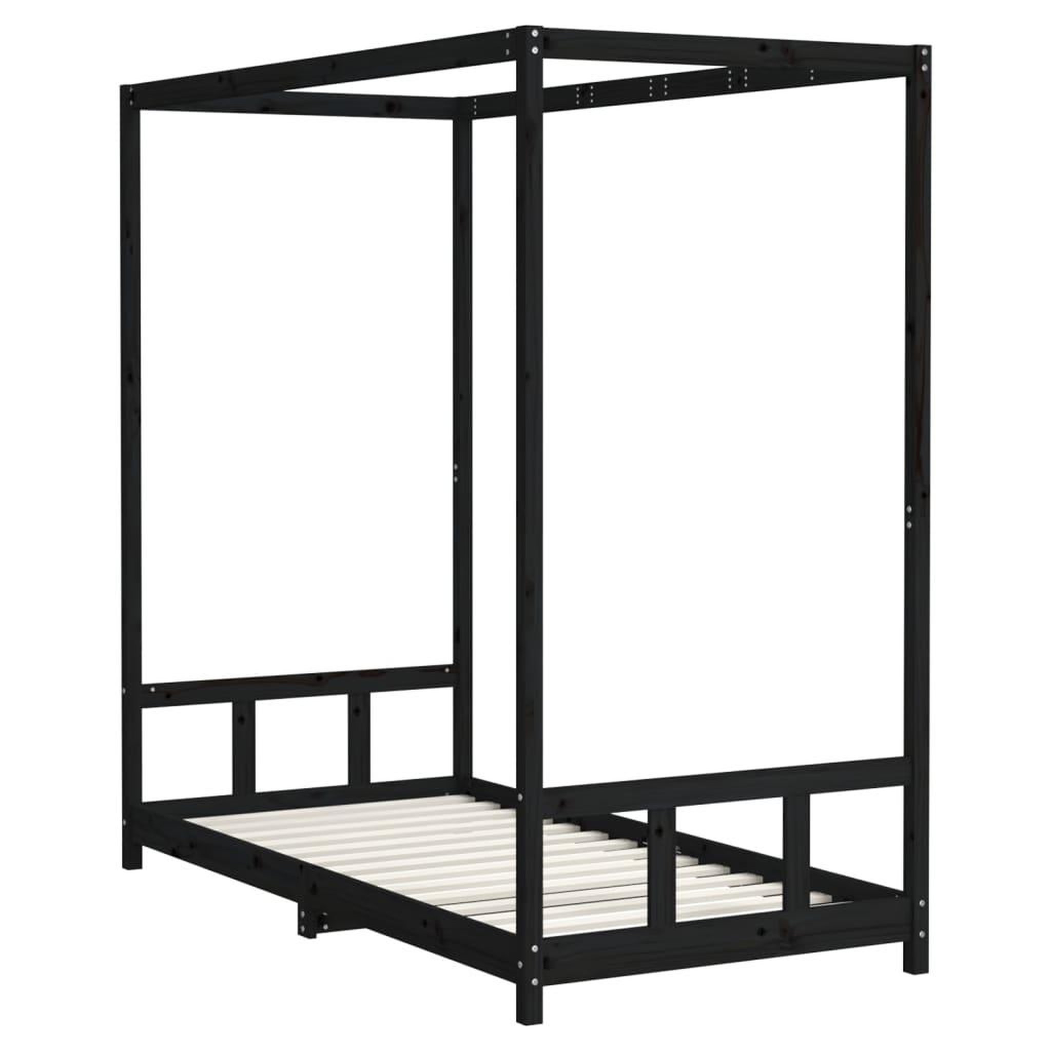 Voir la diapositive 3 : VIDAXL Cadre de lit pour enfants noir 90x190 cm bois de pin massif