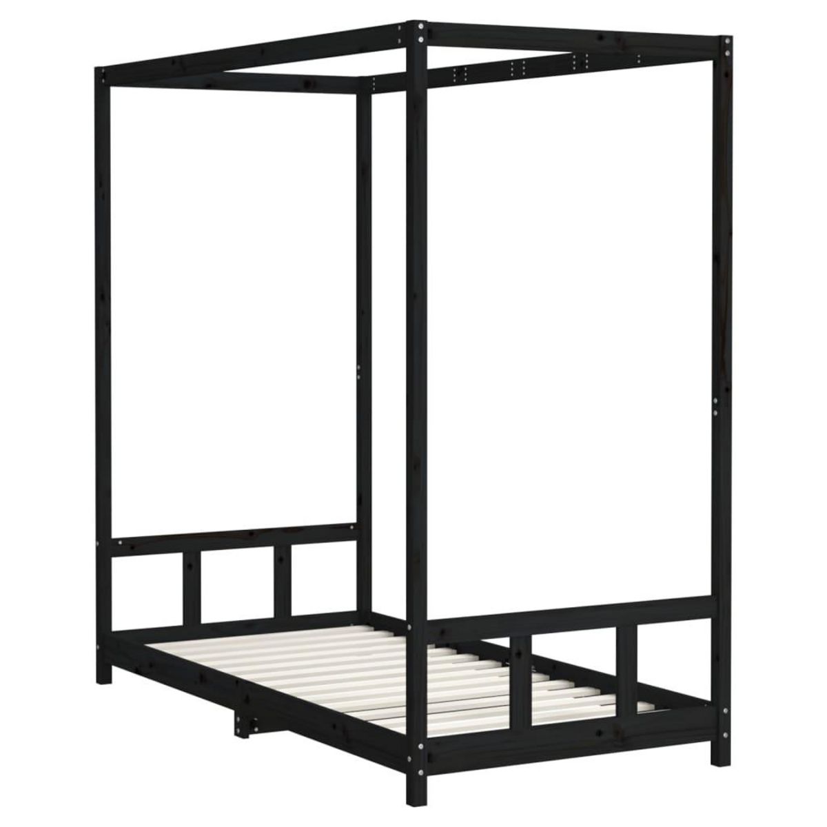 VIDAXL Cadre de lit pour enfants noir 90x190 cm bois de pin massif