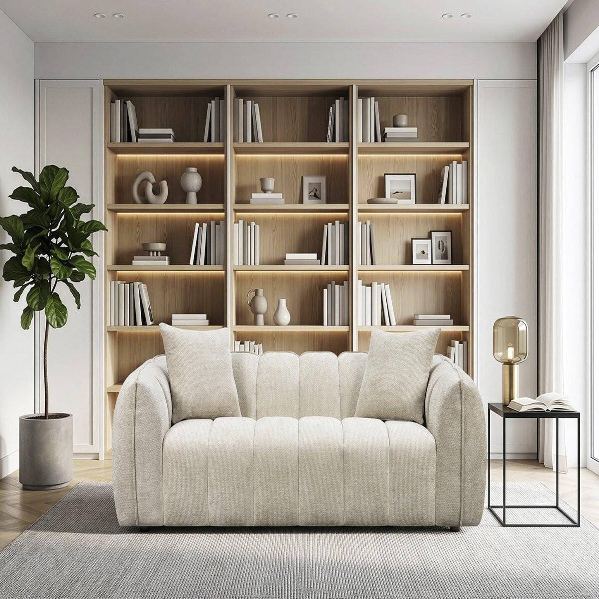 Voir la diapositive 2 : Habitat et Jardin Canapé droit en tissu style bubble  balzac  - 3 places - beige