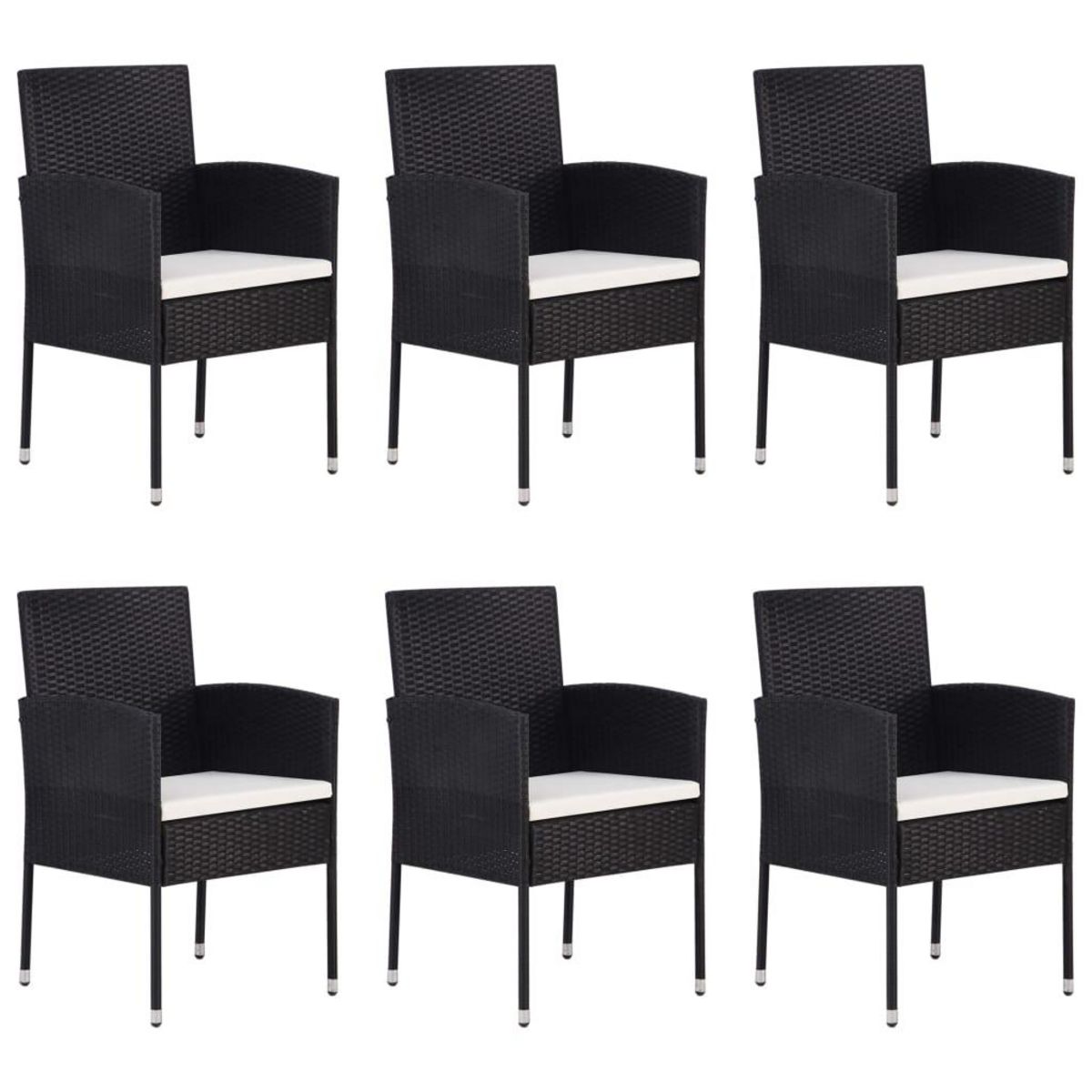 VIDAXL Ensemble a manger de jardin 7 pcs Noir