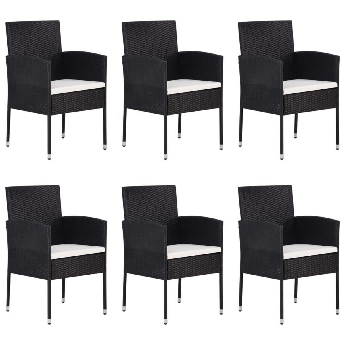 VIDAXL Ensemble a manger de jardin 7 pcs Noir