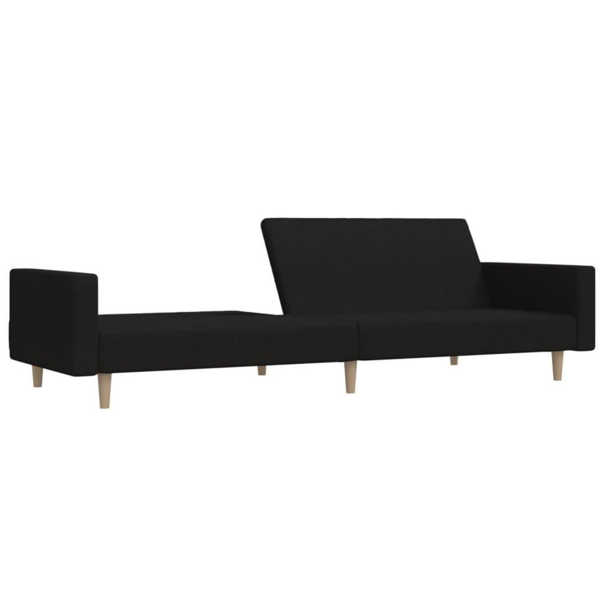 VIDAXL Canape-lit a 2 places noir tissu
