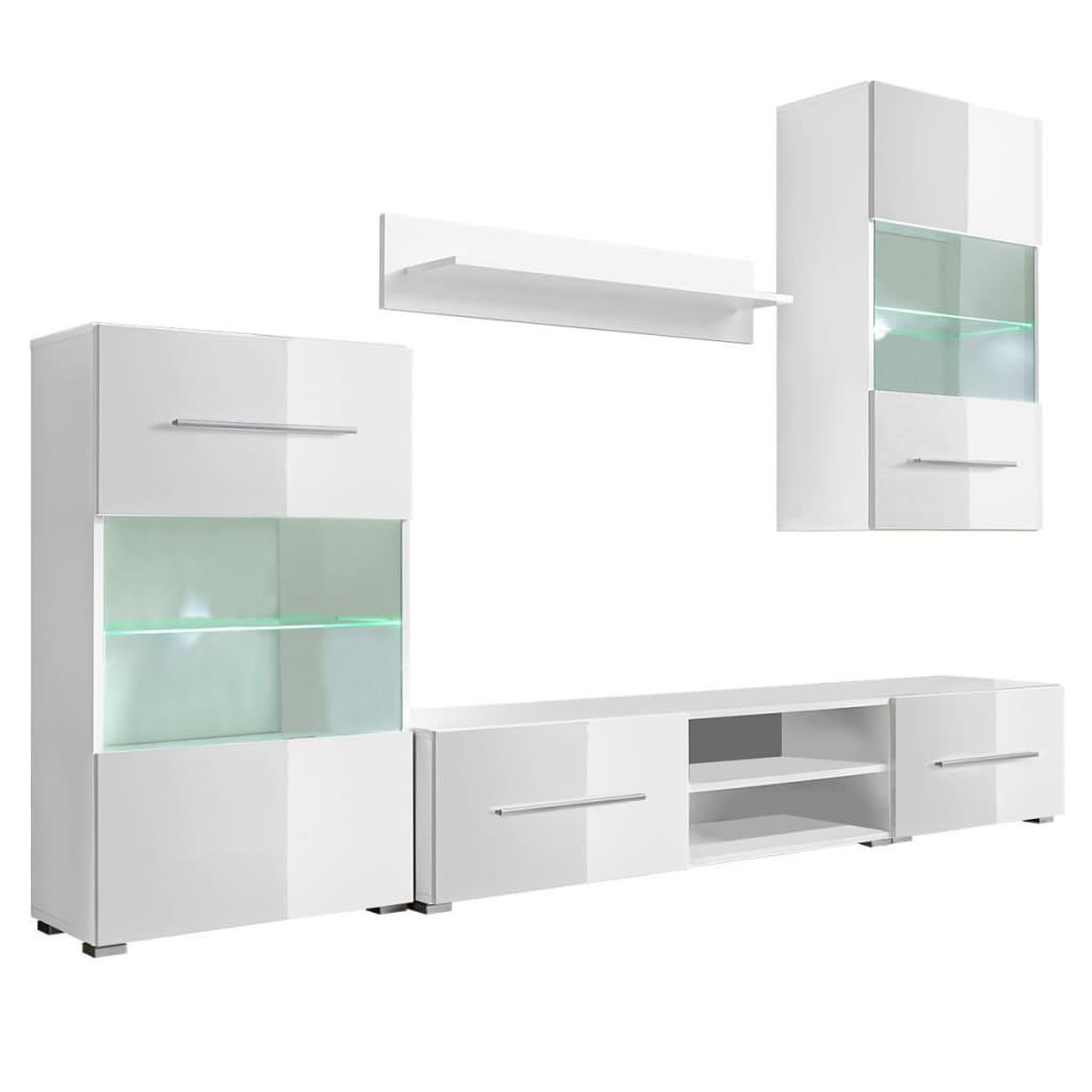 Voir la diapositive 2 : VIDAXL Meuble TV mural avec eclairage LED 5 pieces Blanc