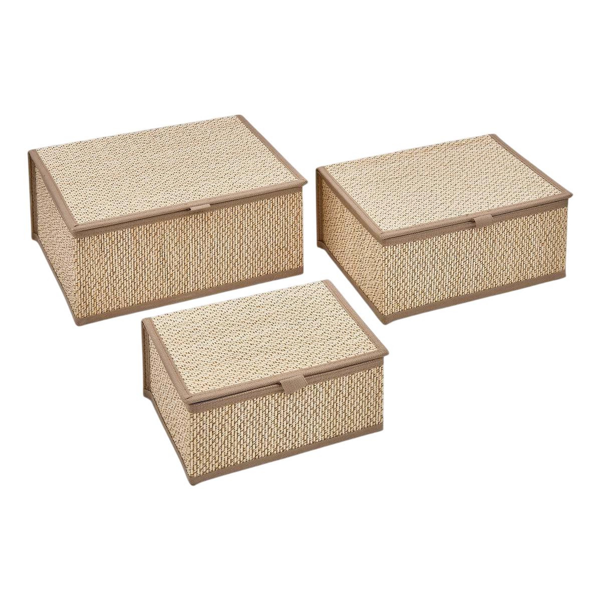 FIVE Lot de 3 boîtes en bambou  stemy  32cm beige
