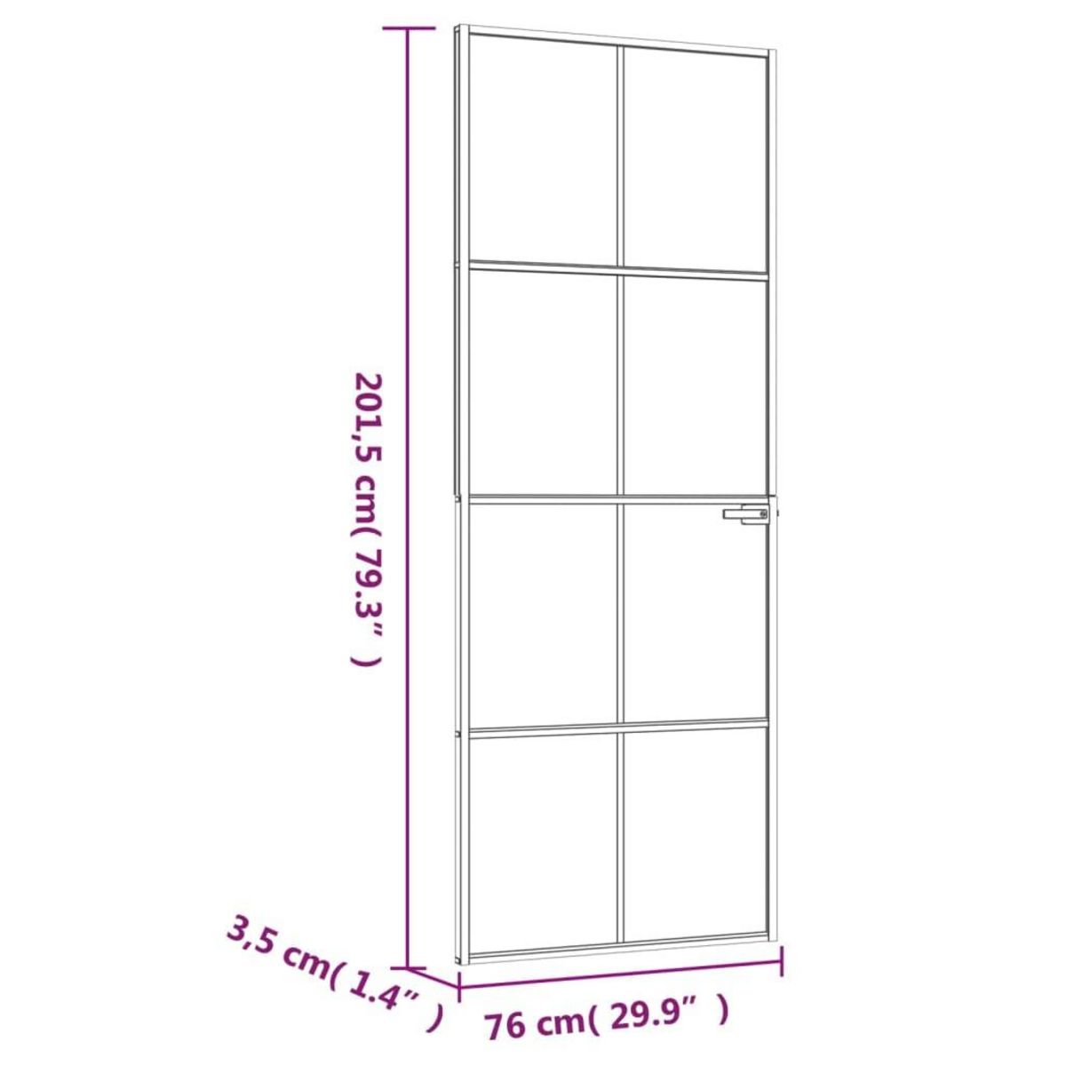 VIDAXL Porte d'interieur Noir 76x201,5 cm Trempe verre aluminium fin