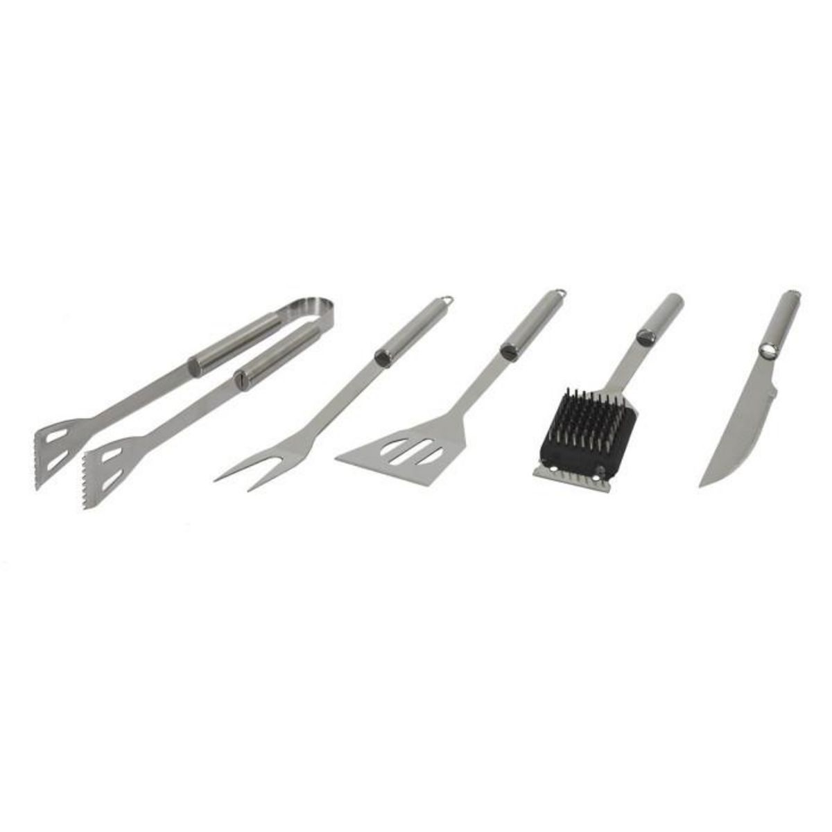 Paris Prix Set 5 Ustensiles Barbecue  Mallette  35cm Argent