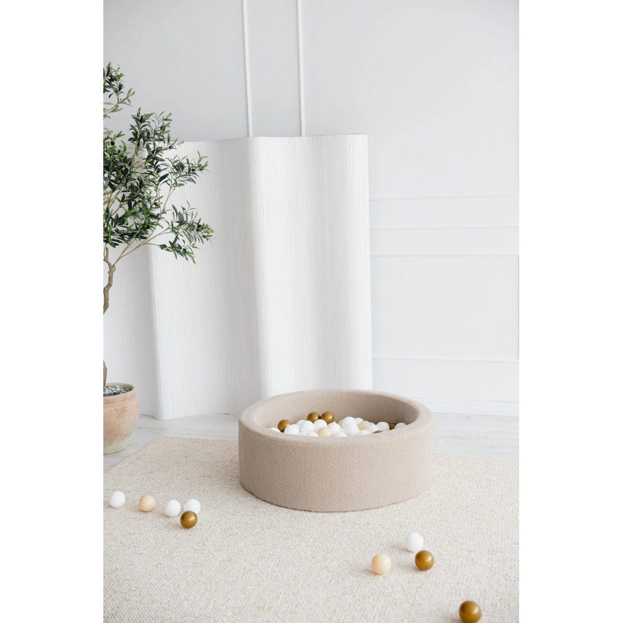 Voir la diapositive 2 : MONIO FOR KIDS Piscine à balles ronde 90 x 30 cm avec 200 balles — Beige