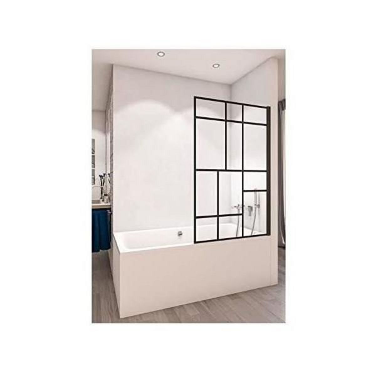 AURYS Pare-baignoire SAINT GOBAIN Gascogne verre trempé 8 mm profilé pivotant noir L 75 cm x H 140 cm