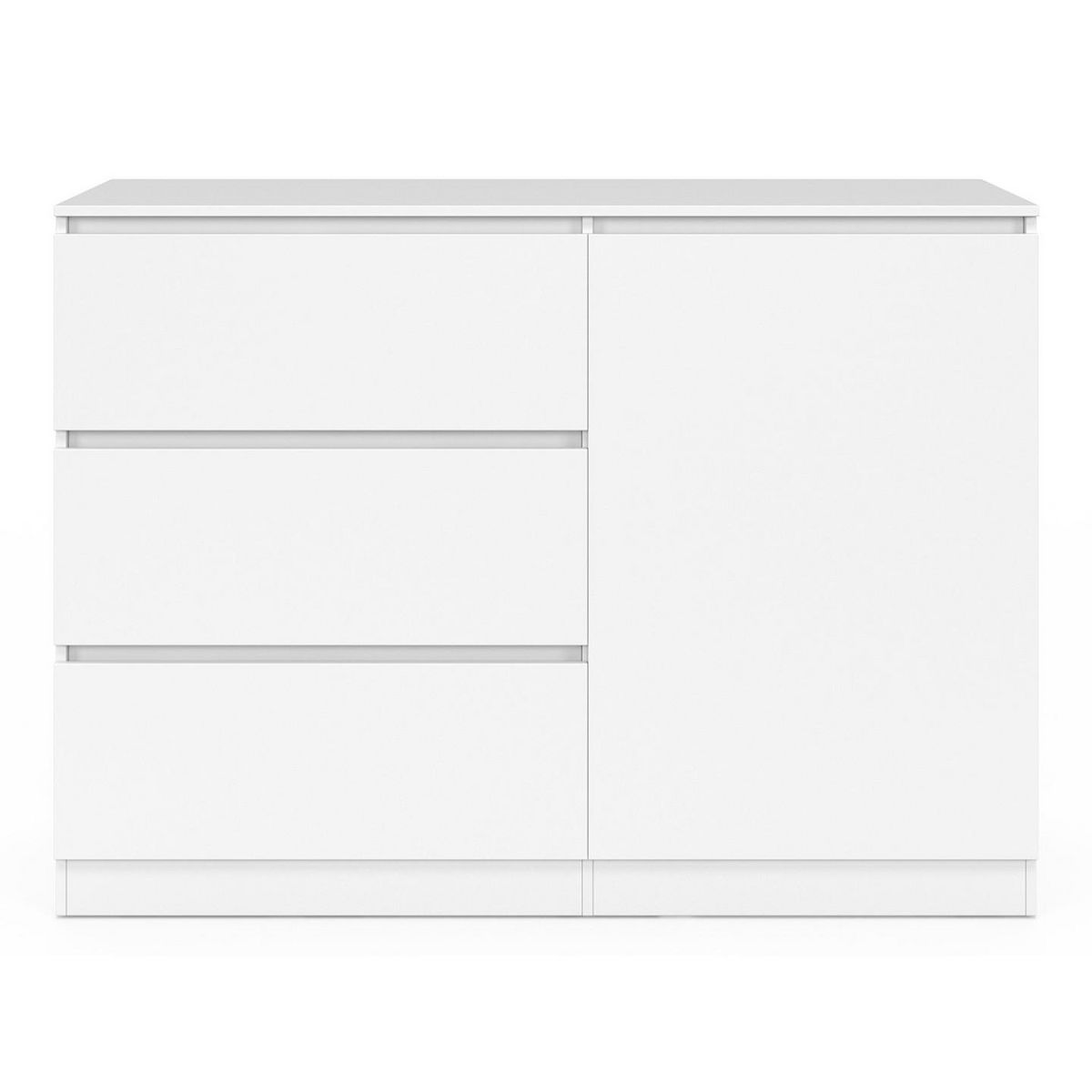 ID MARKET Commode 3 tiroirs + 1 porte TOMI 110 cm bois blanc