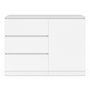 Voir la diapositive 3 : ID MARKET Commode 3 tiroirs + 1 porte TOMI 110 cm bois blanc