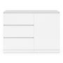 Voir la diapositive 3 : ID MARKET Commode 3 tiroirs + 1 porte TOMI 110 cm bois blanc