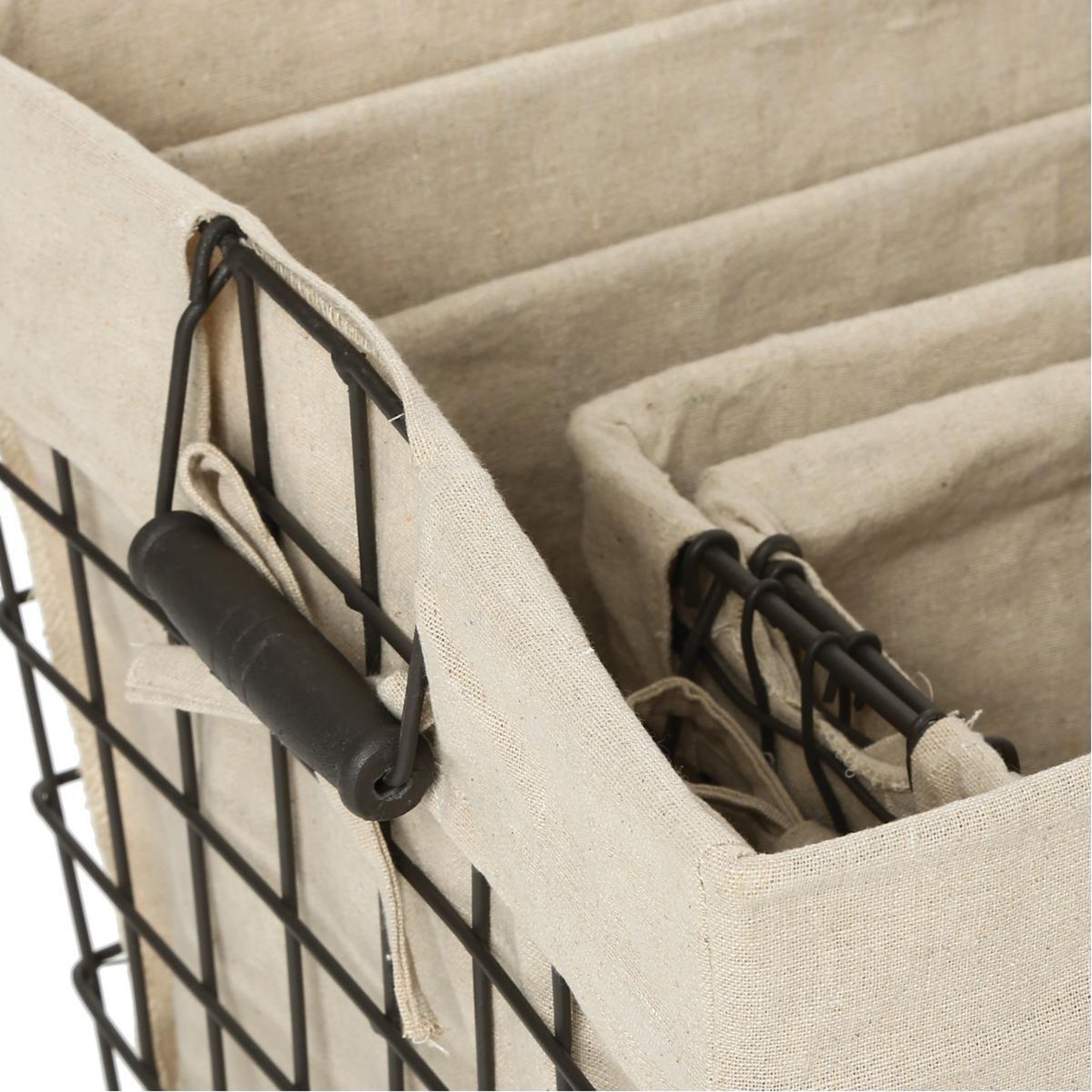 Voir la diapositive 2 : ATMOSPHERA Lot de 5 corbeilles de rangement  métal  51cm beige
