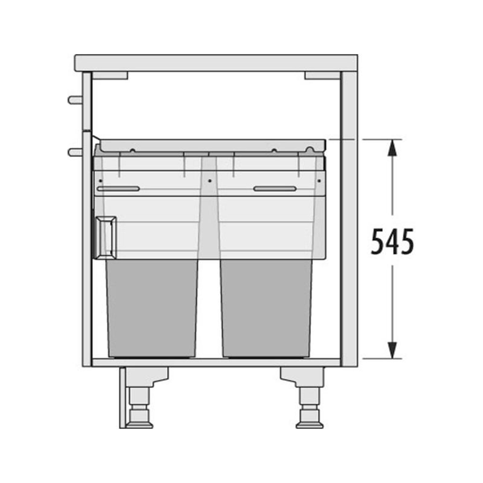 Voir la diapositive 3 : HAILO Poubelle de cuisine tri sélectif 2 bacs encastrable 80l (38+38) hailo euro cargo 500