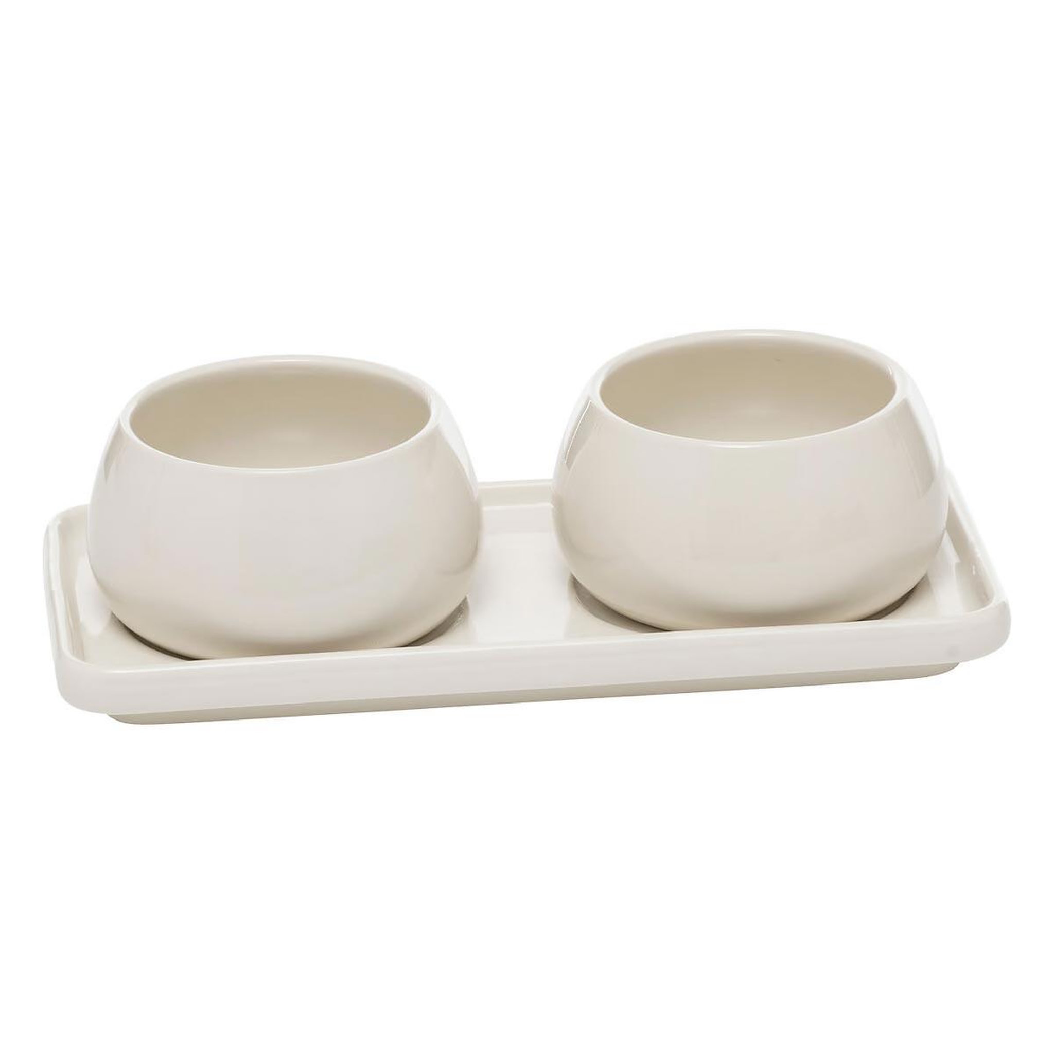 SECRET DE GOURMET Service apéritif 3 pièces  nora  20cm blanc