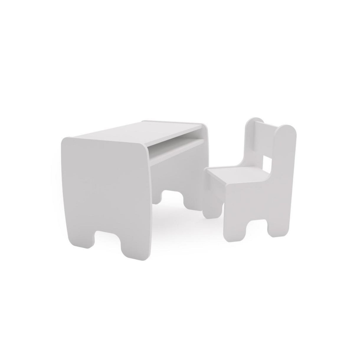 KOBI Ensemble Table et Chaise Enfant Blanc - Mobilier Sécurisé et Pratique