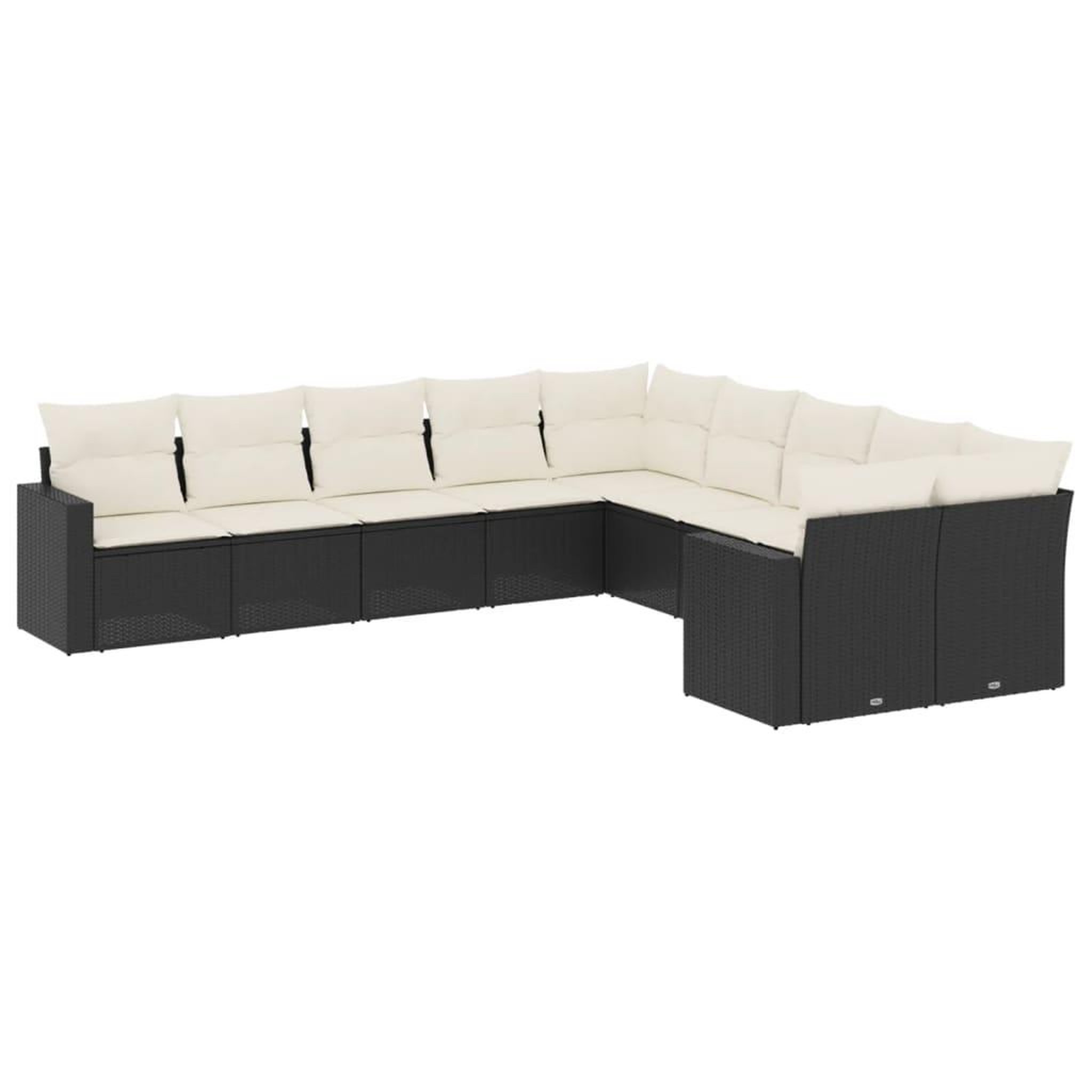 Voir la diapositive 2 : VIDAXL Salon de jardin 10 pcs avec coussins noir resine tressee