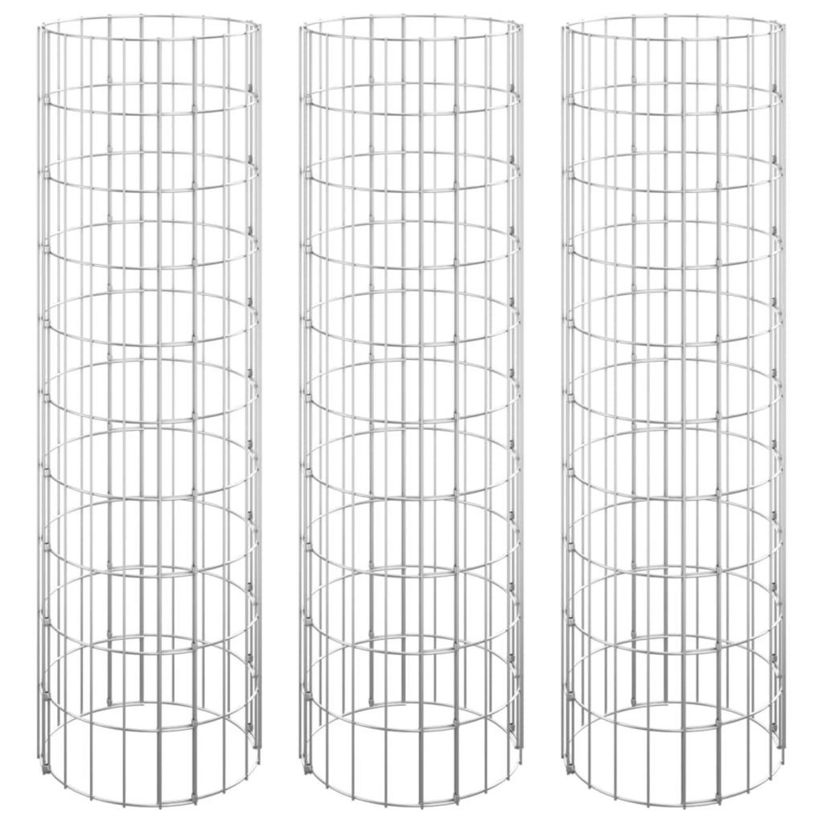 VIDAXL Lit sureleve a gabion circulaire 3pcs Acier galvanise Ø30x100cm