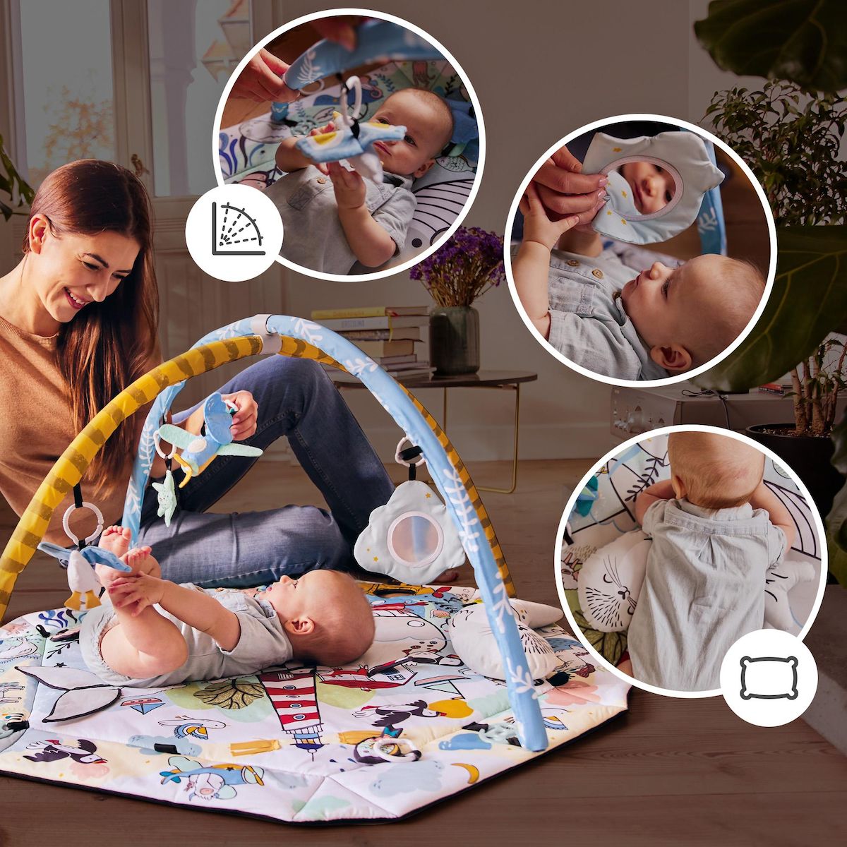 KINDERKRAFT Tapis d'éveil 2 en 1 - tapis sensoriel pour bébé