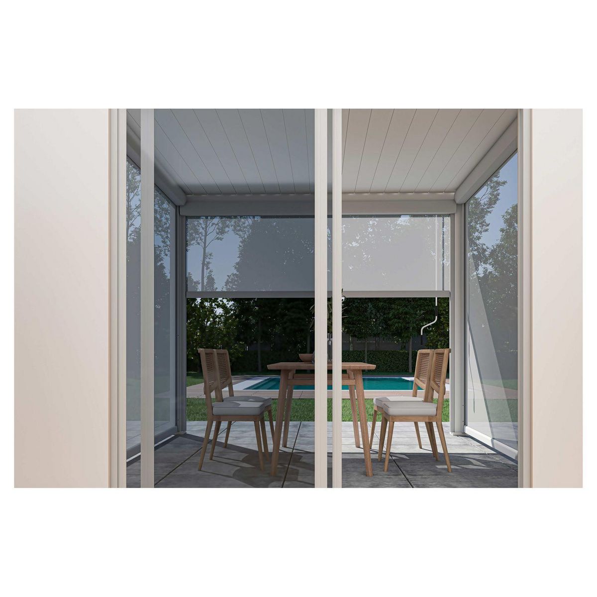 OMBREA Pergola bioclimatique - Autoportante - Blanche - 3x3 OMBREA
