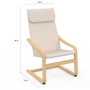 Voir la diapositive 6 : ID MARKET Fauteuil NILS bois façon hêtre et coussin tissu beige