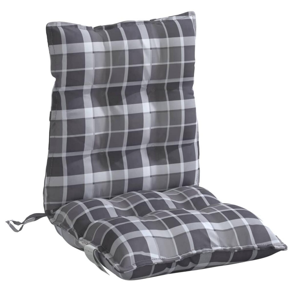 VIDAXL Coussins de chaise a dossier bas lot de 6 motif a carreaux gris