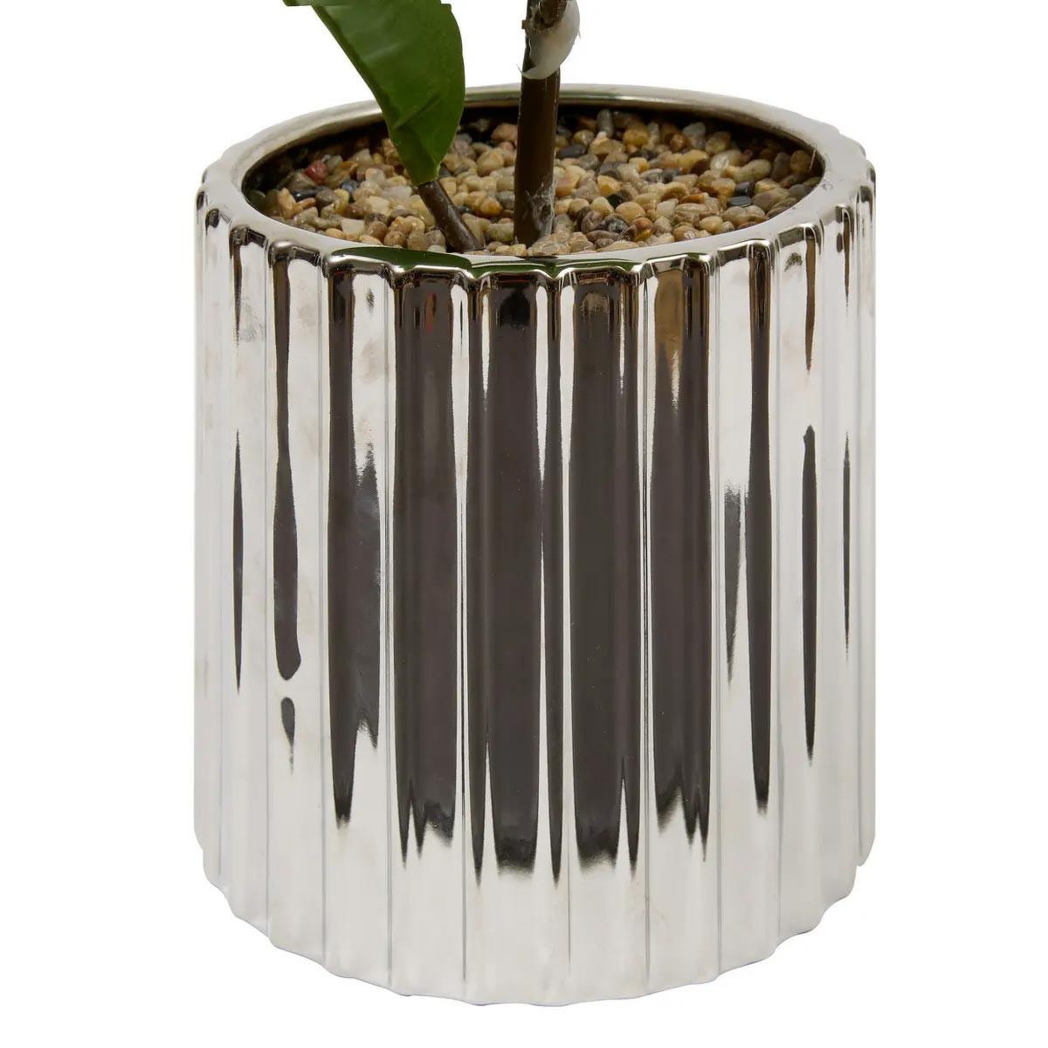 Voir la diapositive 2 : ATMOSPHERA Ficus artificiel en pot  sky  54cm vert & argent